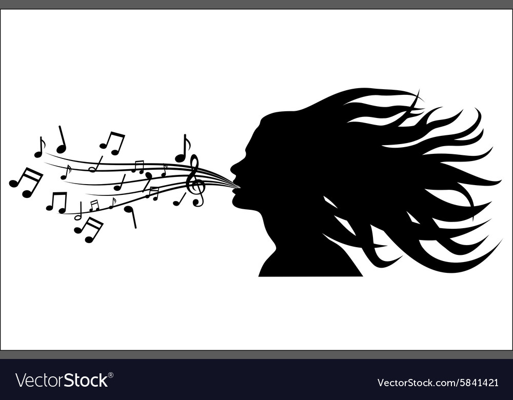 Sing woman silhouette Royalty Free Vector Image