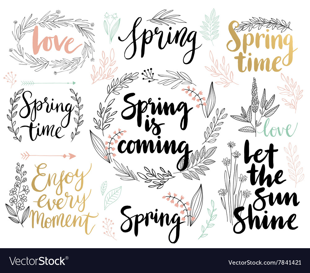 Spring calligraphy Royalty Free Vector Image - VectorStock