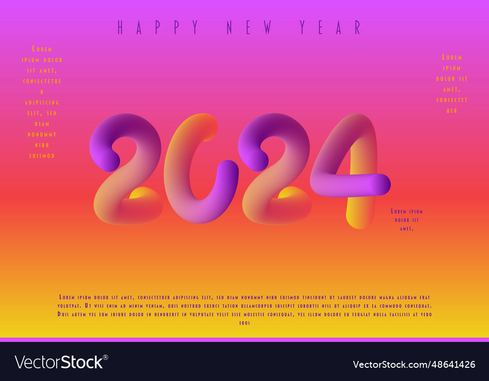 2024 happy new year template with colorful letter Vector Image