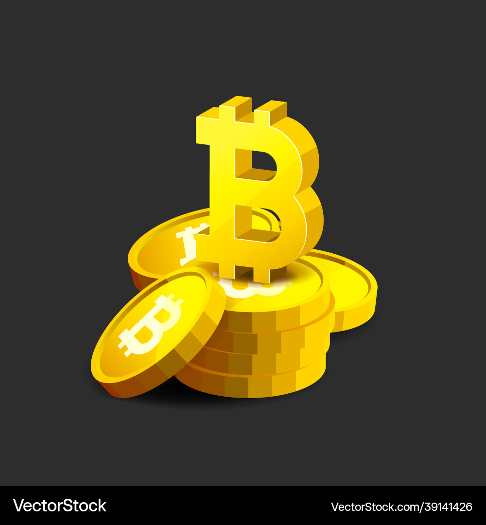Bitcoin physical bit coin digital cryptocurrency Vector Image