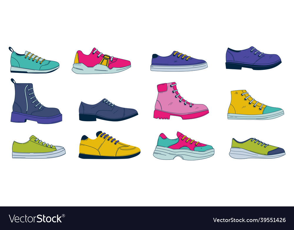 Doodle shoes simple abstract footwear mens Vector Image