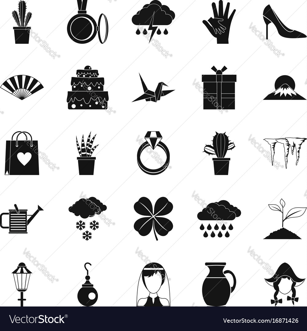 Flower scent icons set simple style Royalty Free Vector