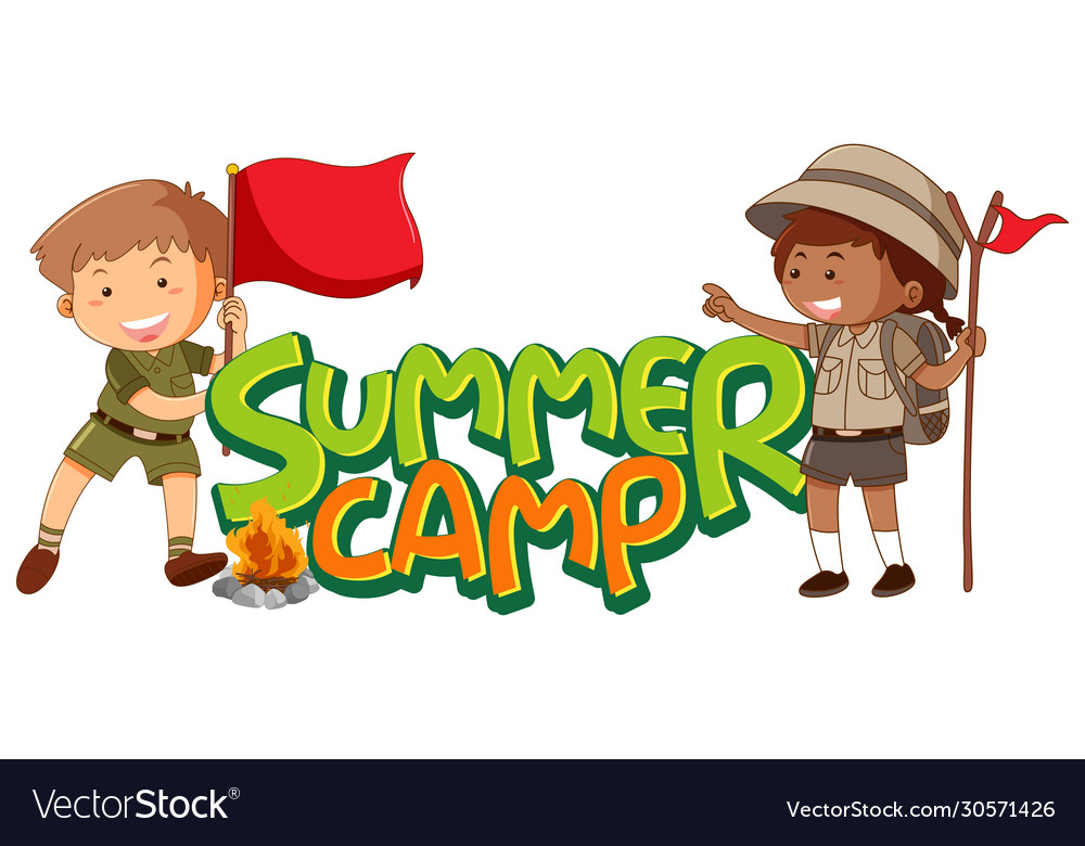 Font design for word summer camp with kids in Vector Image