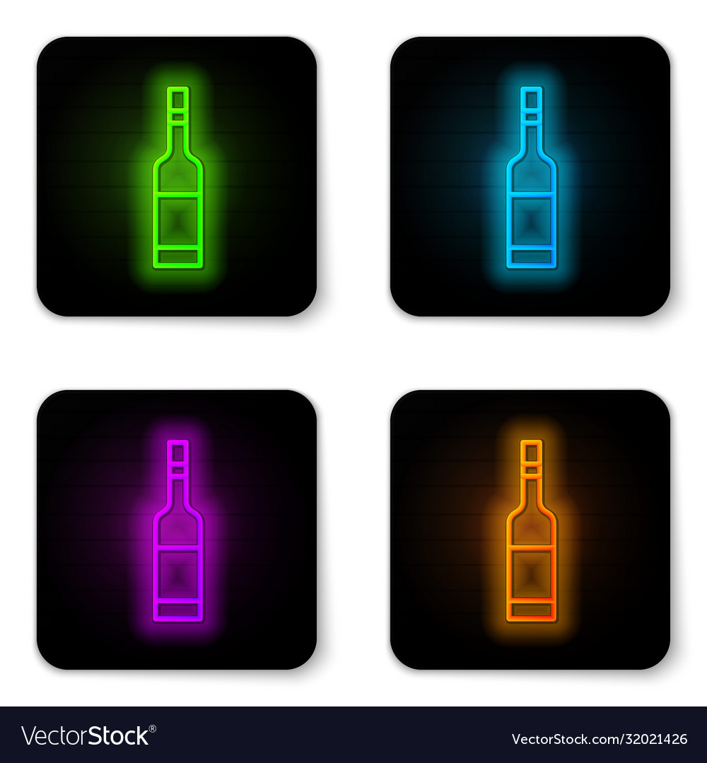 Glowing Neon Line Glass Bottle Vodka Icon Vector Image 1544