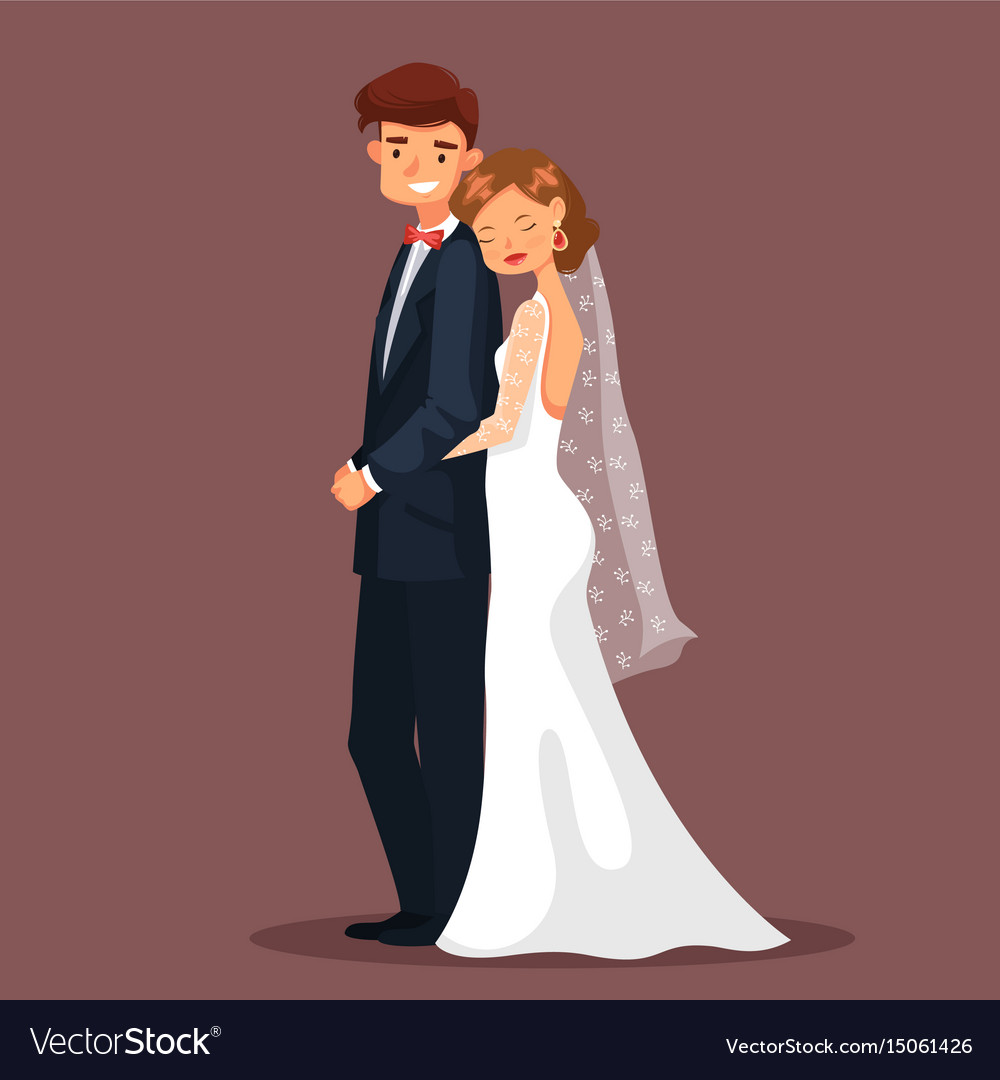 Man and woman bride husband hug at wedding Vector Image