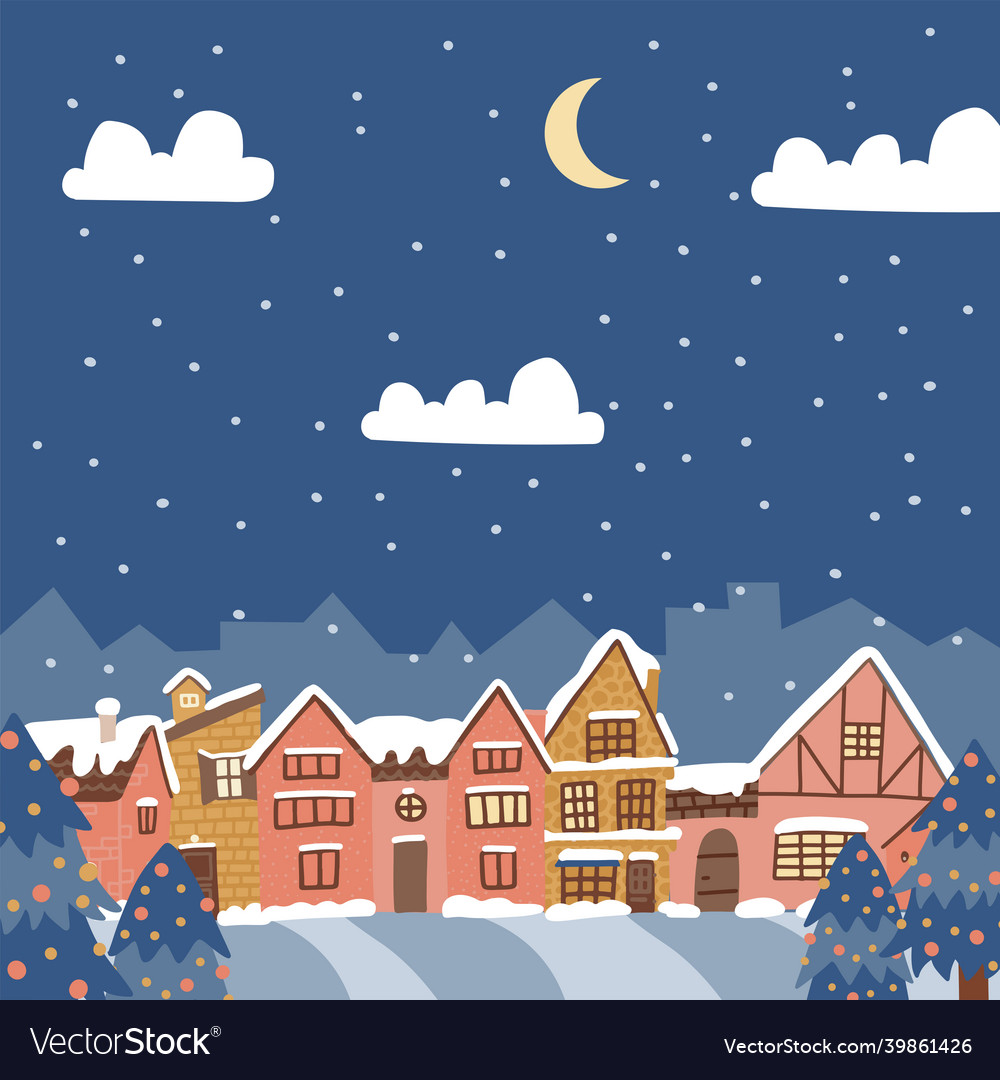 Merry christmas and a happy new year countryside Vector Image