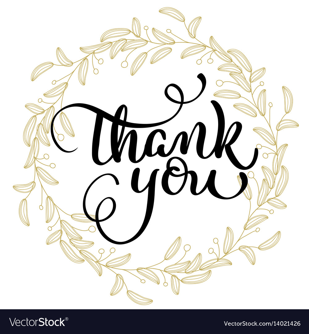 Thank you text with round frame on background Vector Image