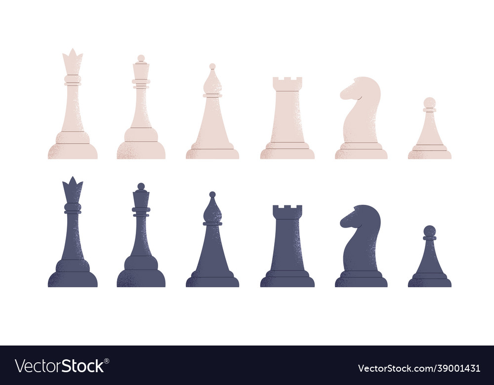 White chess pieces in a row Royalty Free Vector Image