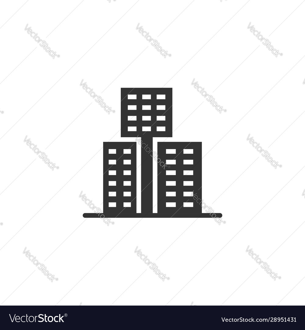 Building icon in flat style town skyscraper Vector Image