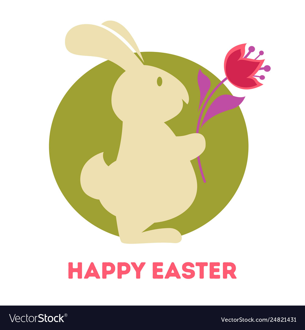 Bunny tulips and colored eggs easter holiday Vector Image