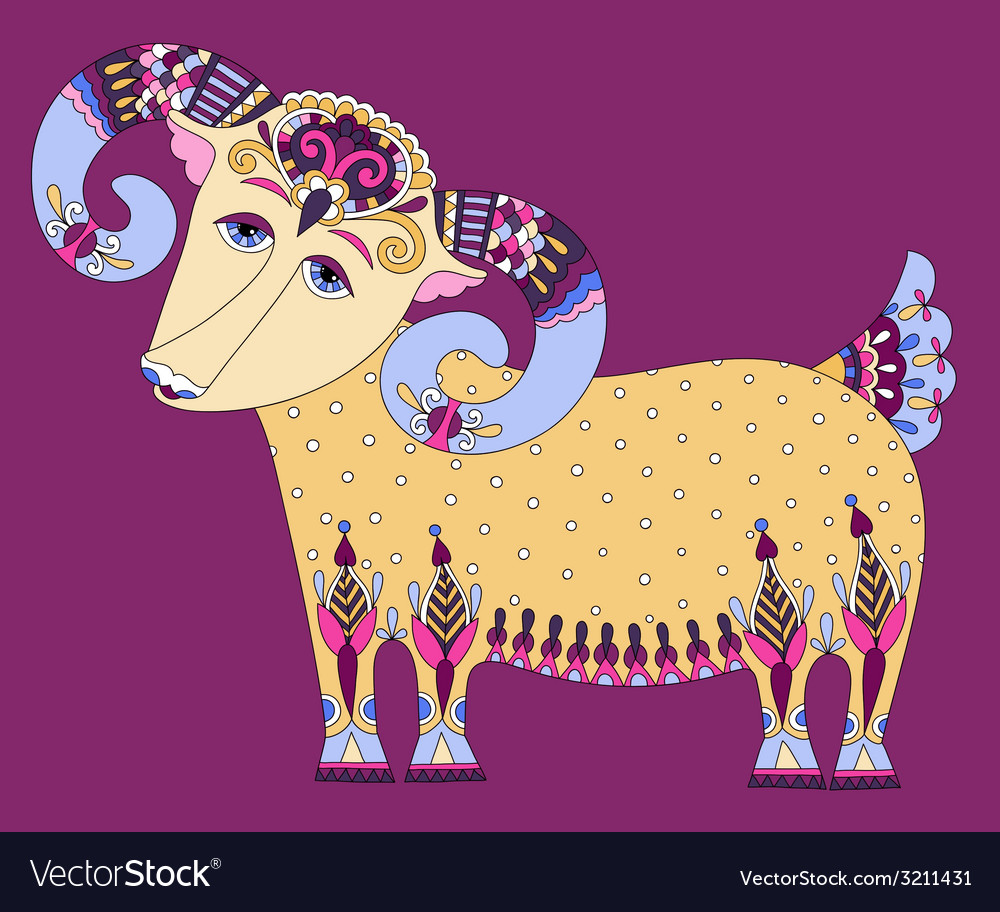 Goat Symbol Of 2015 Year Decorative Drawing Vector Image