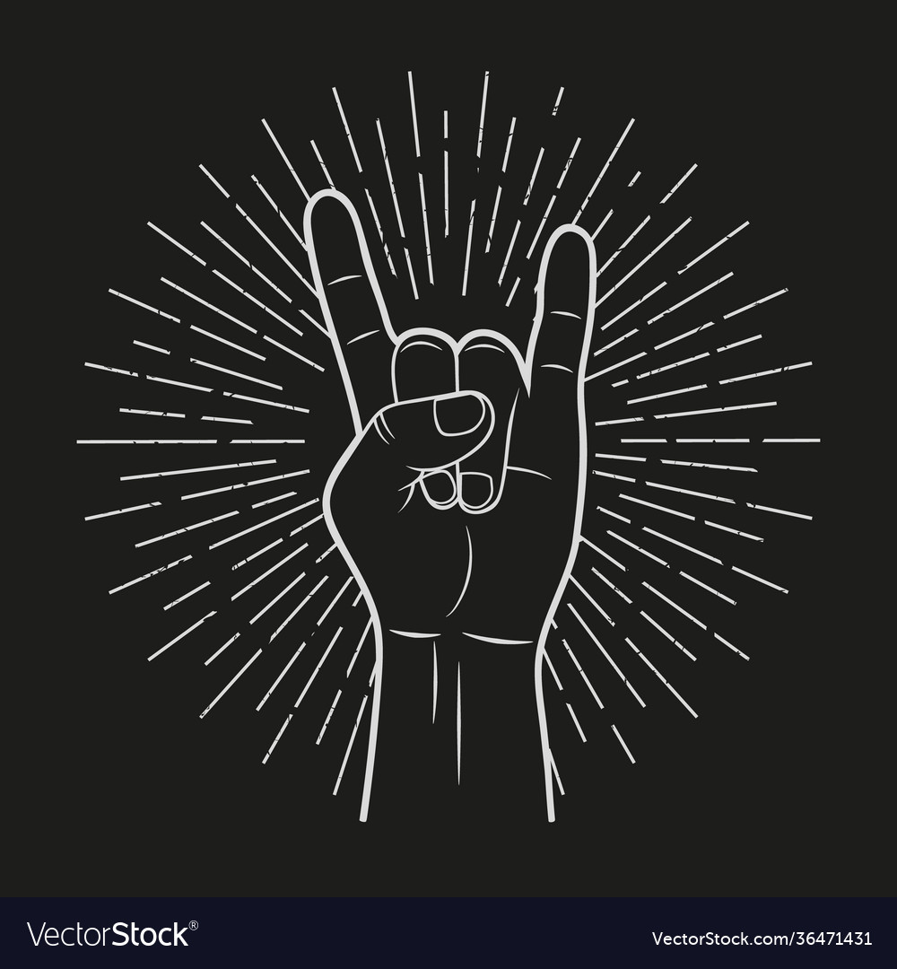 Hand show rock sign vintage style Royalty Free Vector Image