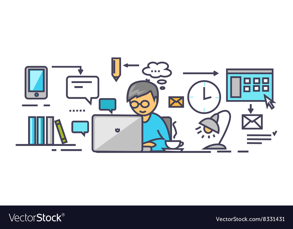 Icon flat style design work on project Royalty Free Vector