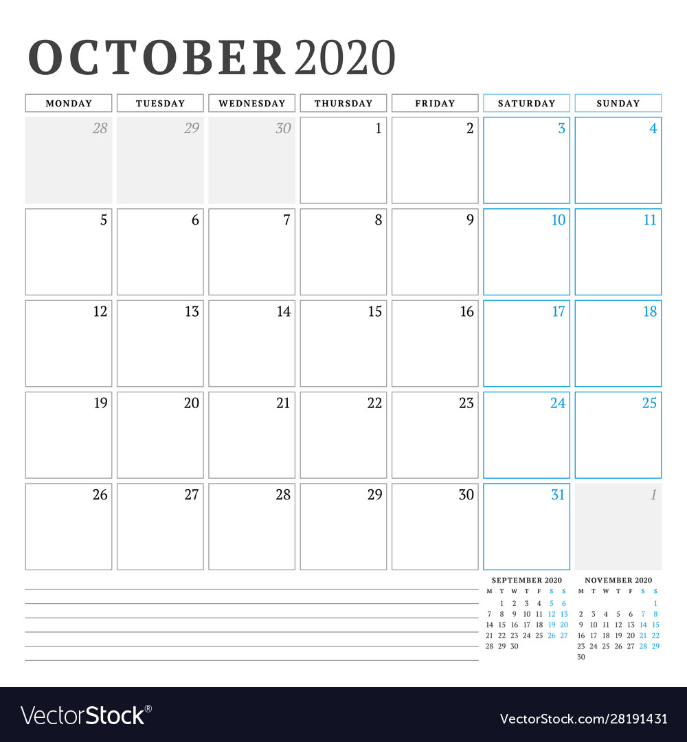 October printable calendar deals 2020