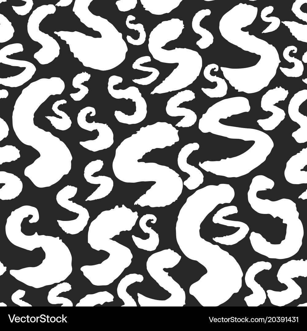 Pattern with calligraphy letters s Royalty Free Vector Image