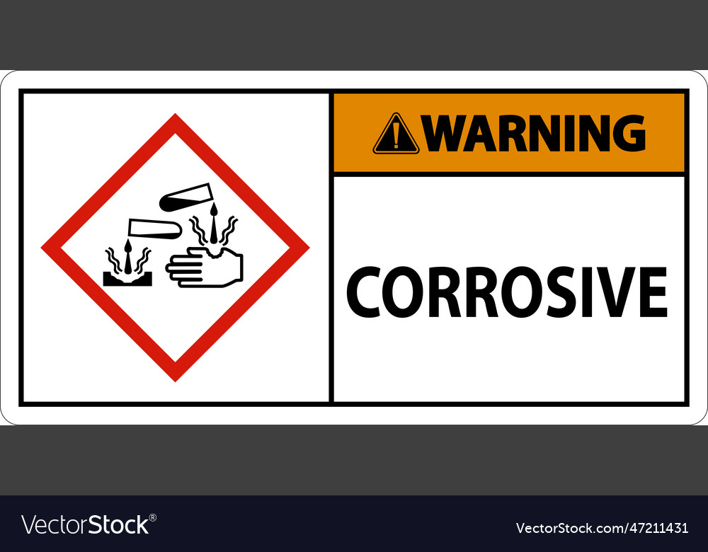 Warning corrosive ghs sign on white background Vector Image