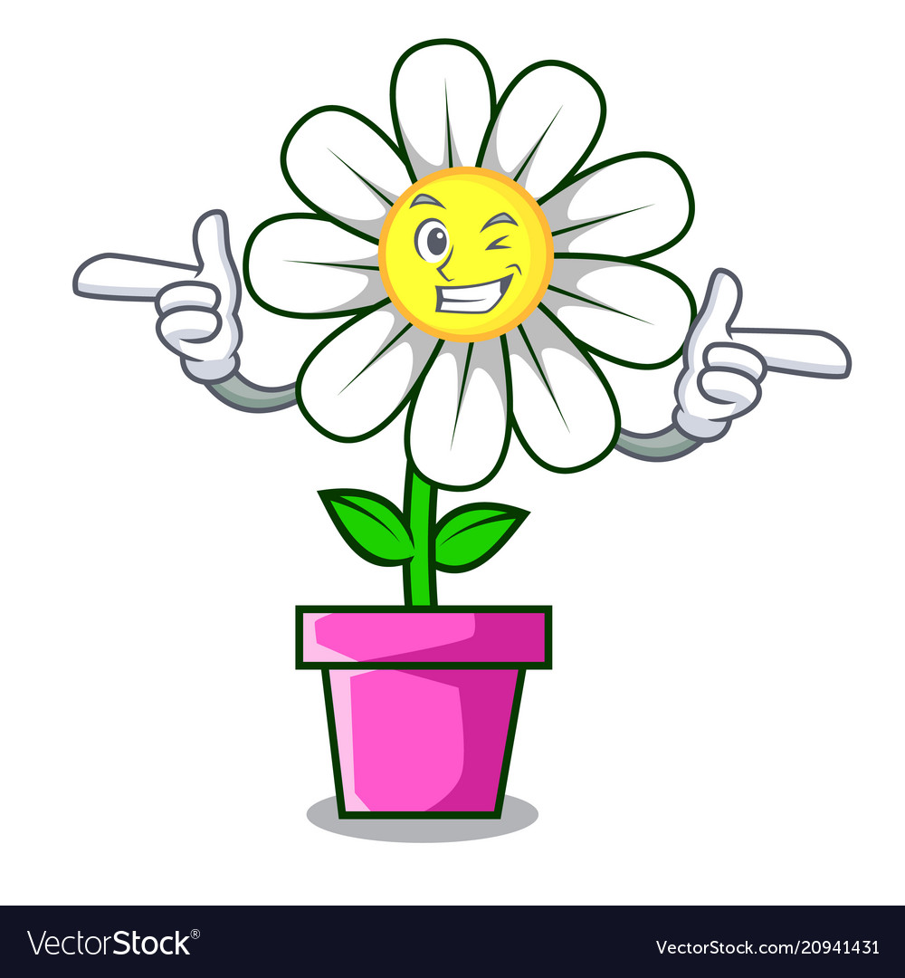 Wink daisy flower character cartoon Royalty Free Vector Wink daisy flower character cartoon Royalty Free Vector