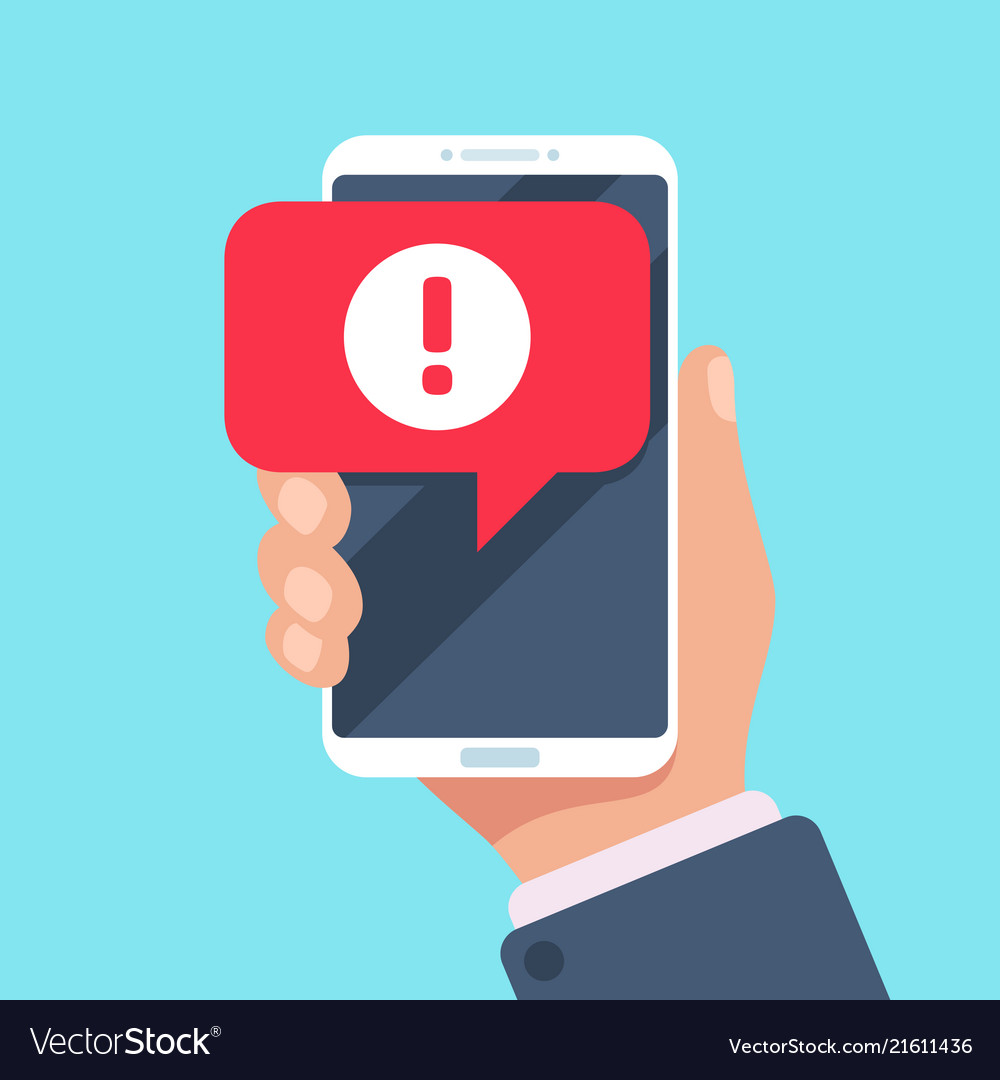 Alert Message Mobile Notification Danger Error Vector Image