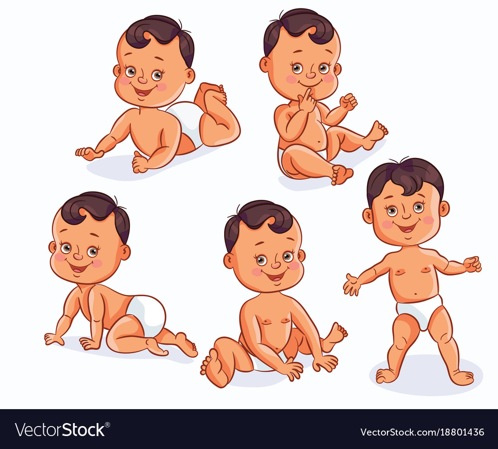 Baby characters in different activity child Vector Image