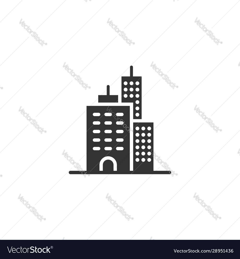 Building icon in flat style town skyscraper Vector Image