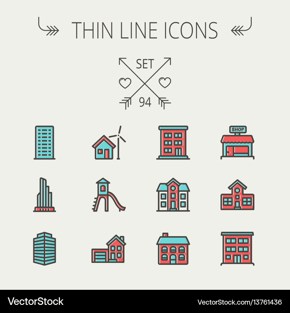 Construction thin line icon set Royalty Free Vector Image