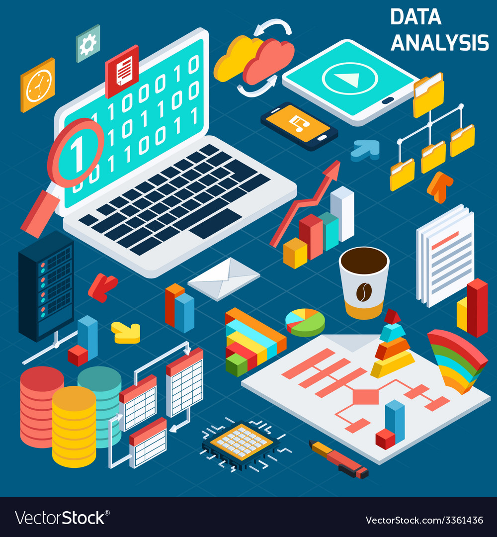 Data analysis isometric Royalty Free Vector Image