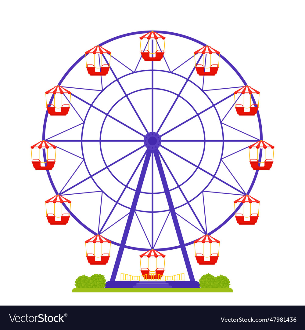 Ferris wheel isolated flat design Royalty Free Vector Image