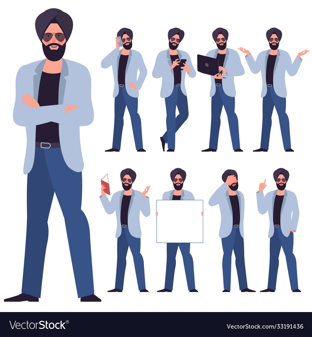 Flat design young man characters Royalty Free Vector Image