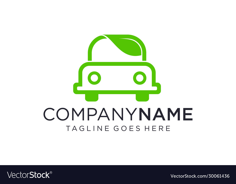 Green car logo design on white background Vector Image