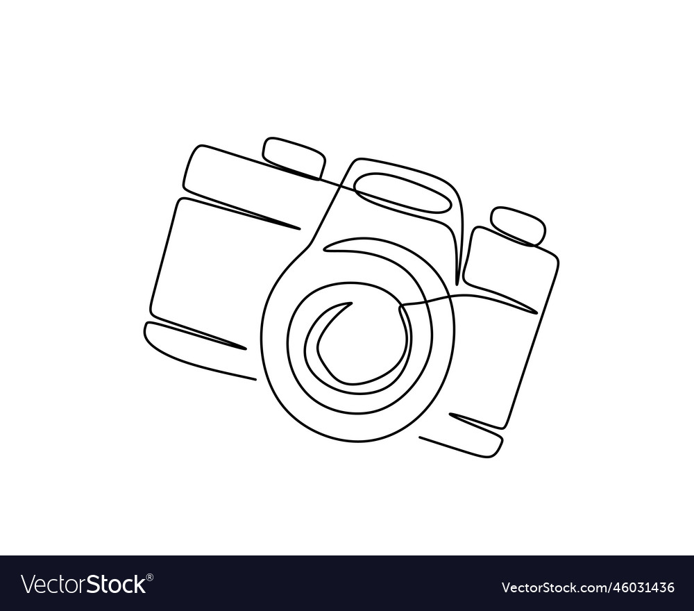 Hand drawing single one line of digital camera Vector Image