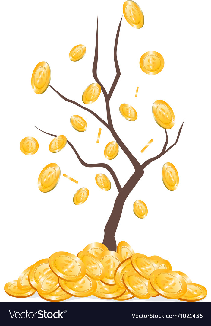 Money falling from tree