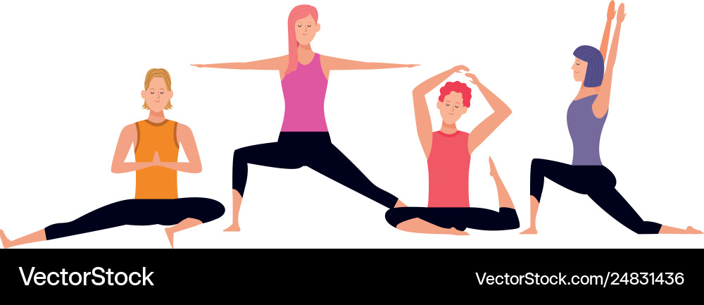 People yoga poses Royalty Free Vector Image - VectorStock