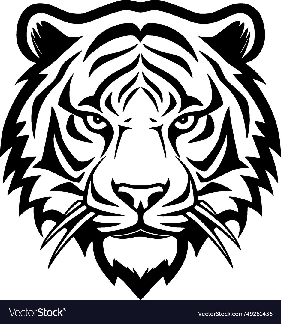 Tiger - black and white Royalty Free Vector Image