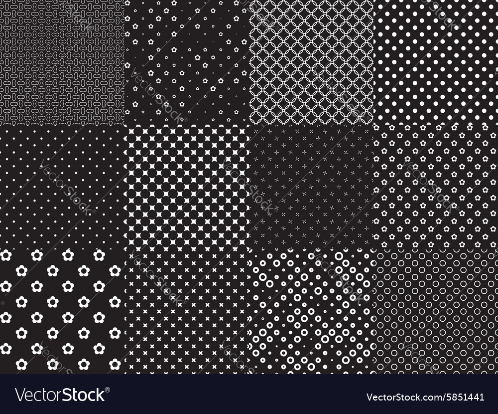 Black and white different seamless patterns Vector Image