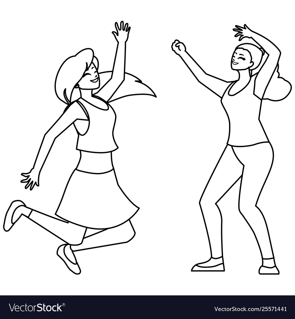 Happy young women celebrating characters Vector Image