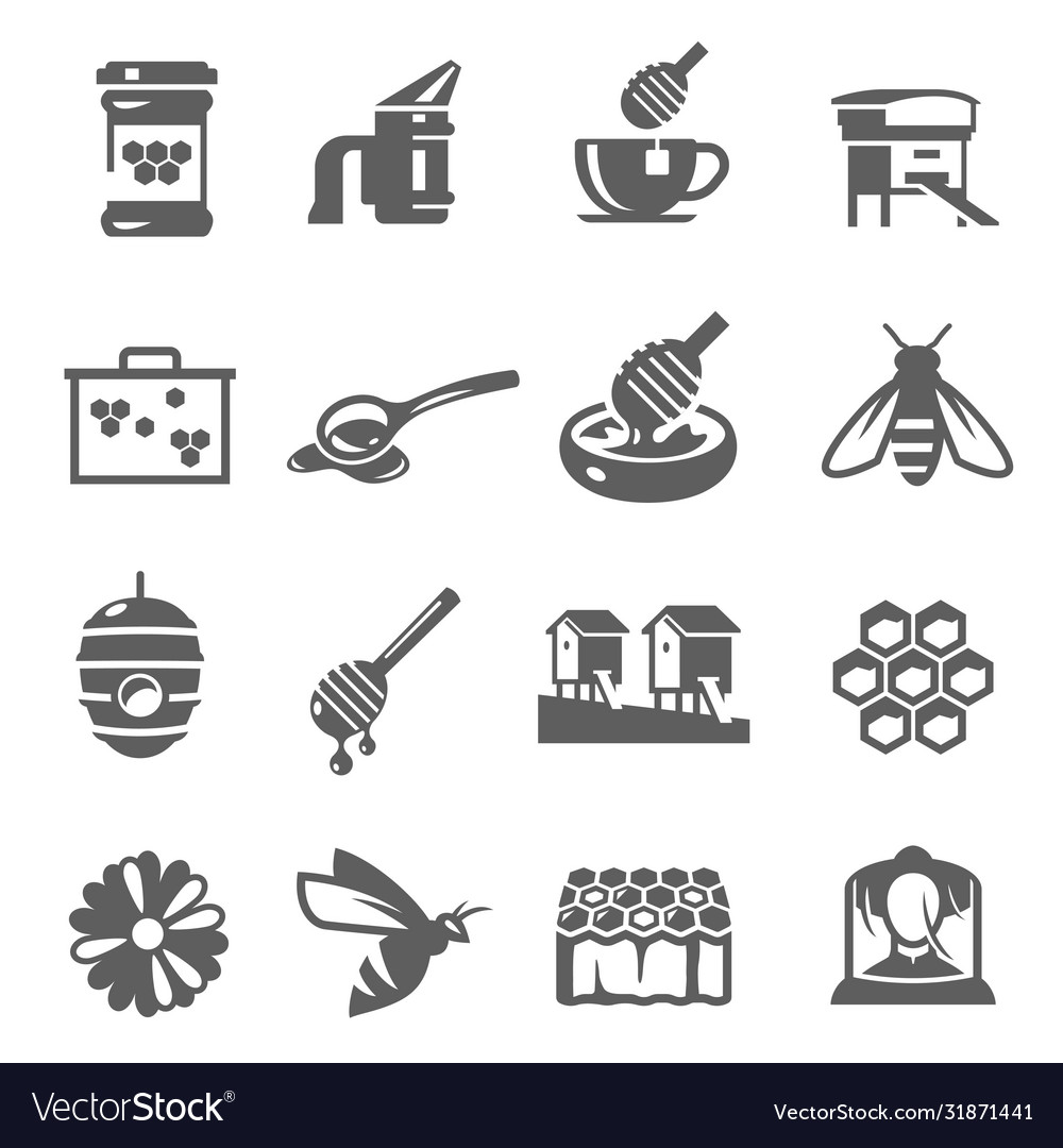 Honey icon beekeeping symbols and breeding of Vector Image