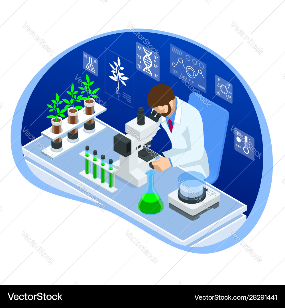 Isometric concept laboratory exploring new Vector Image