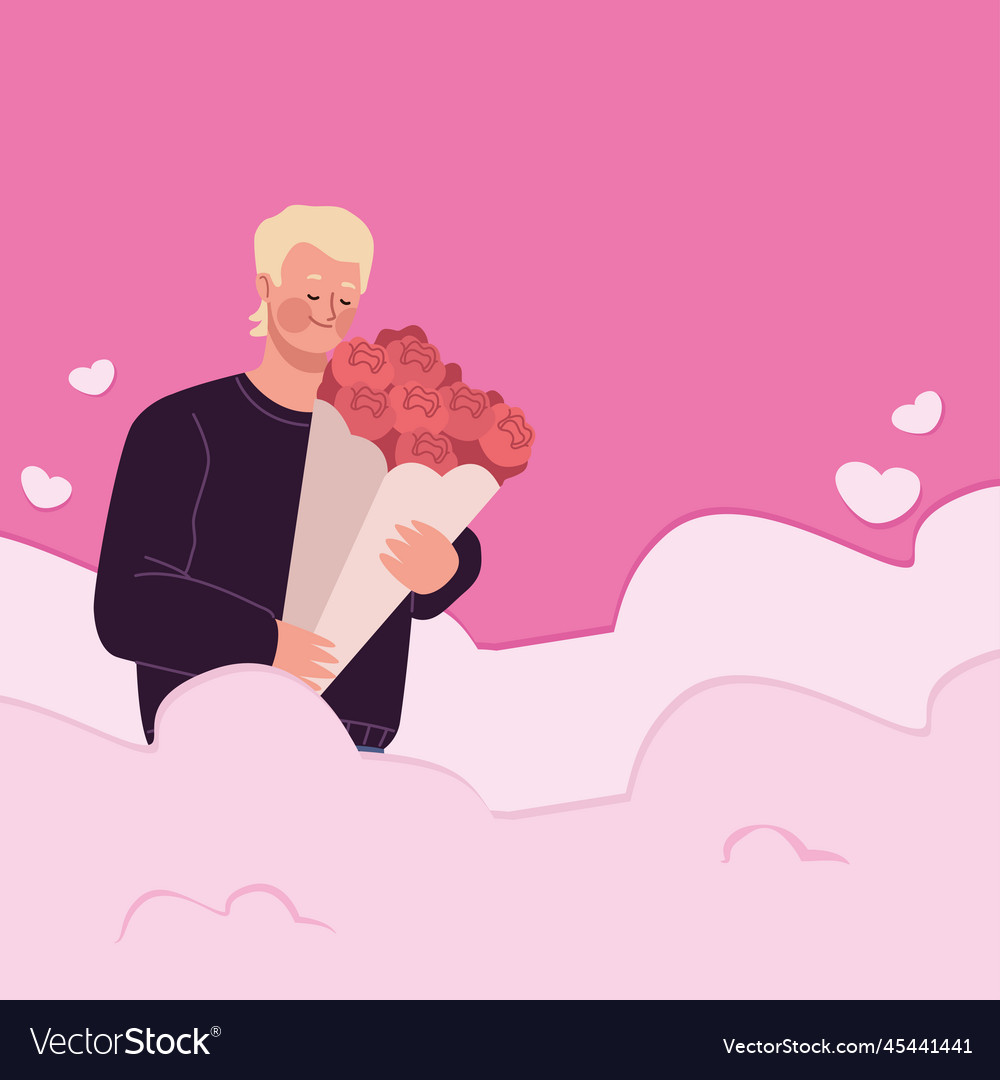 male-lover-with-floral-bouquet-royalty-free-vector-image