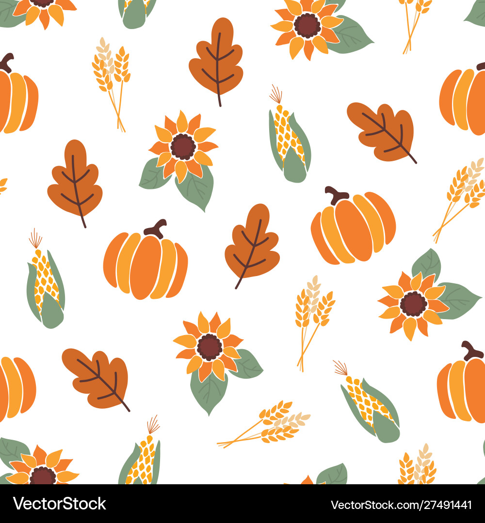 Seamless pattern with orange pumpkins crop Vector Image