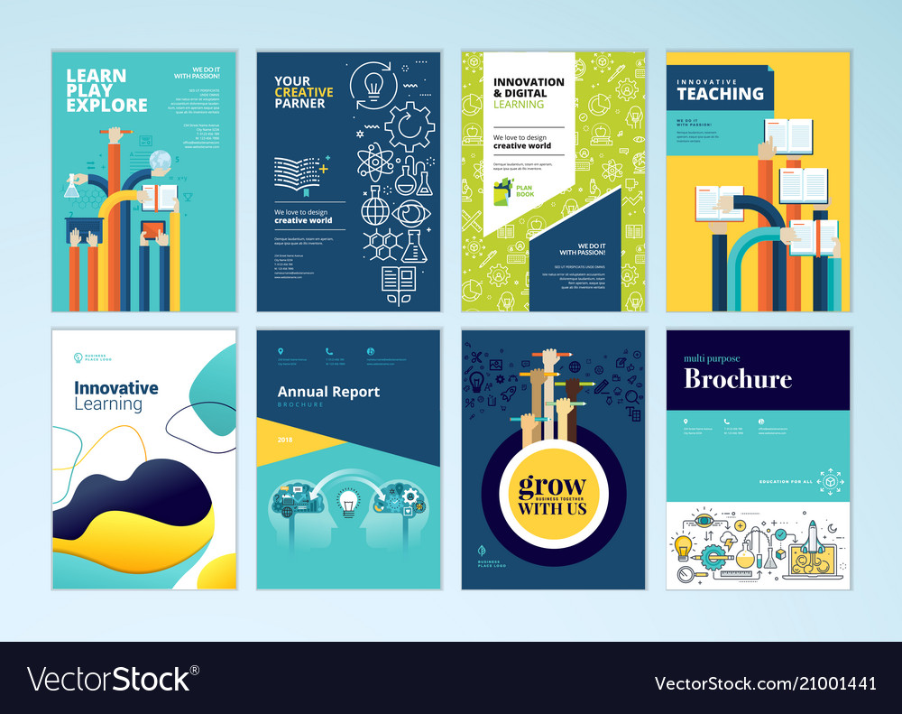 Set of brochure design templates of education Vector Image Intended For School Brochure Design Templates