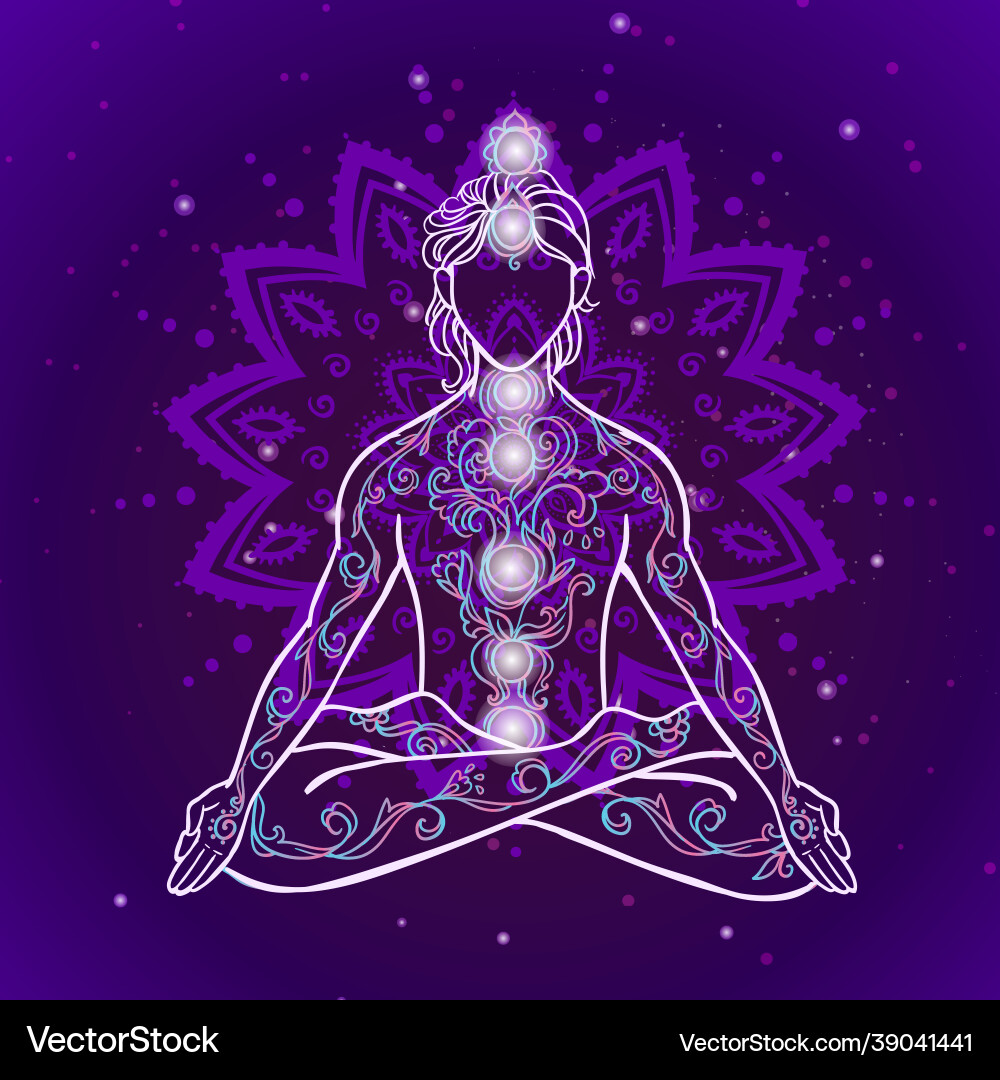 Yoga man ornament beautiful esoteric concept Vector Image