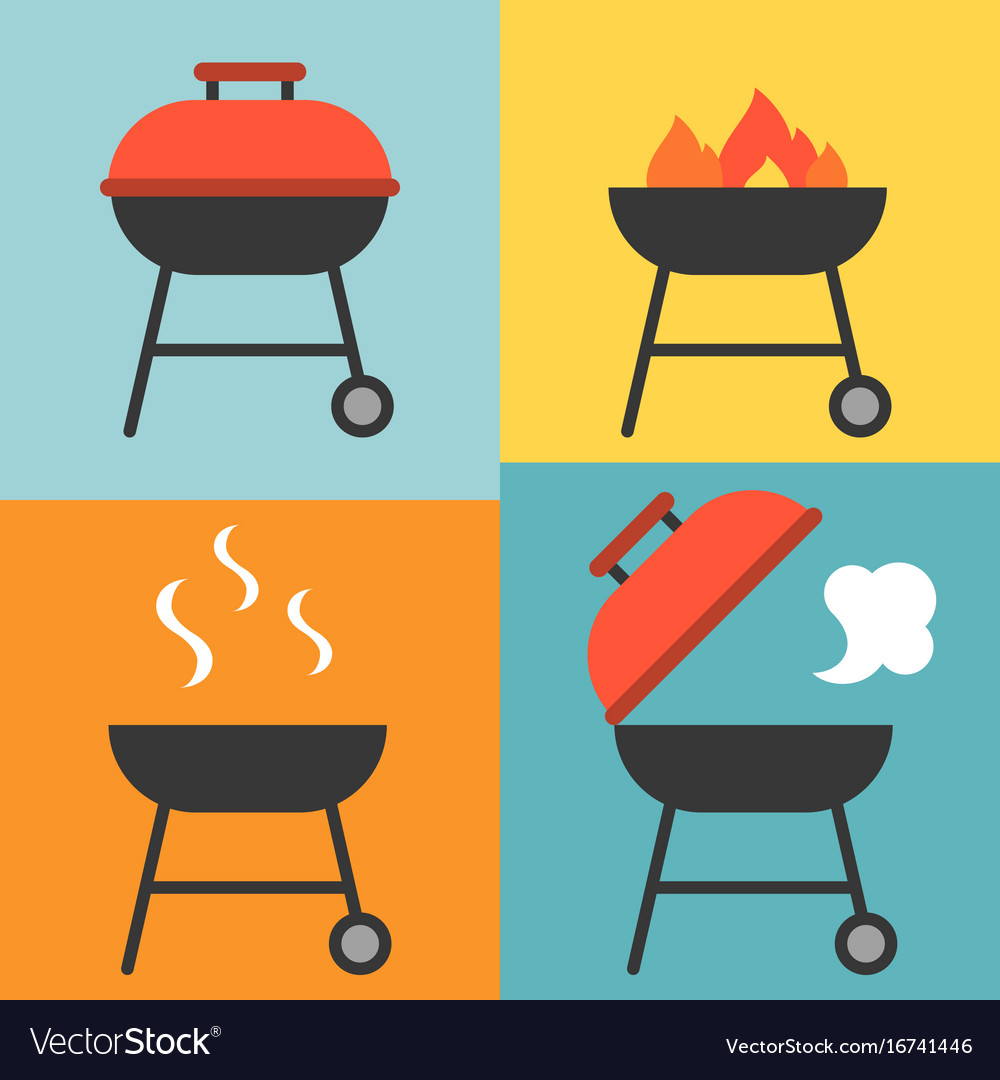 Barbecue and grill icons set Royalty Free Vector Image