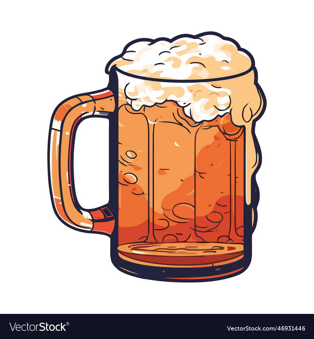 Frothy drink in gold beer glass celebration Vector Image