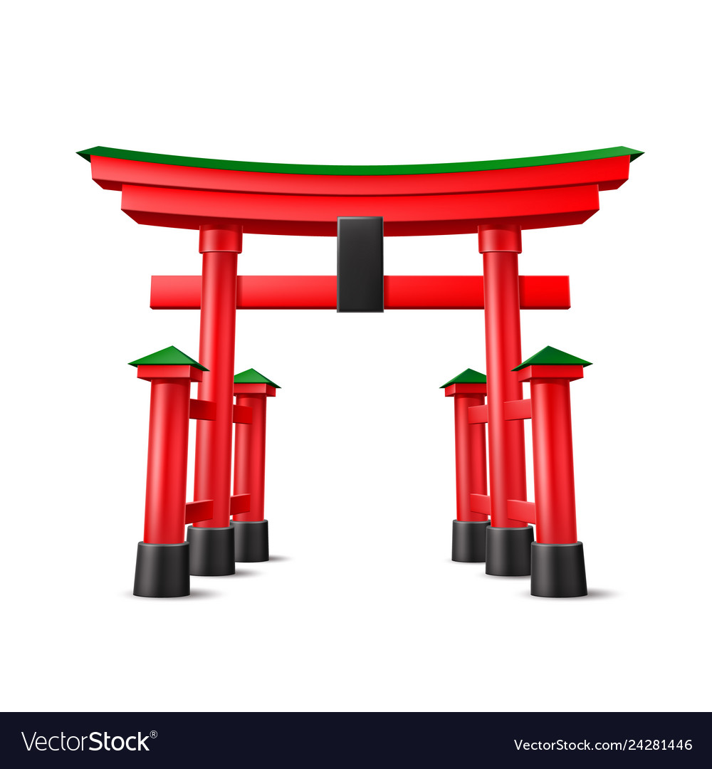 Japanese torii gate wooden red entrance Royalty Free Vector