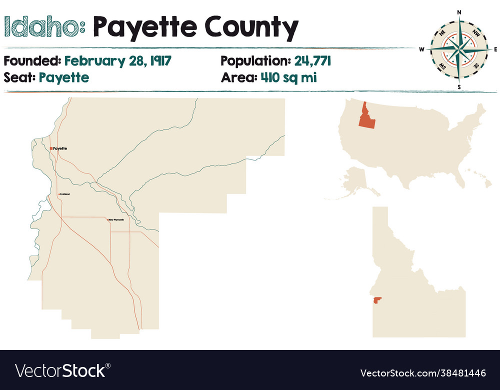 Map payette county in idaho Royalty Free Vector Image