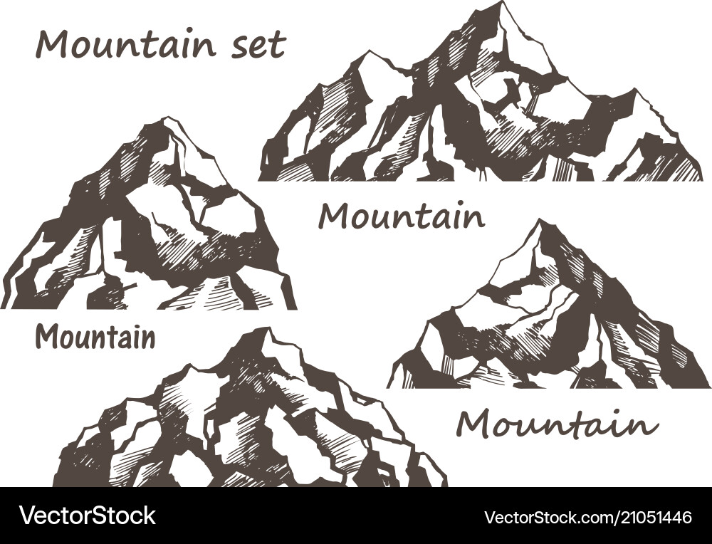 Mountains and rocks set Royalty Free Vector Image