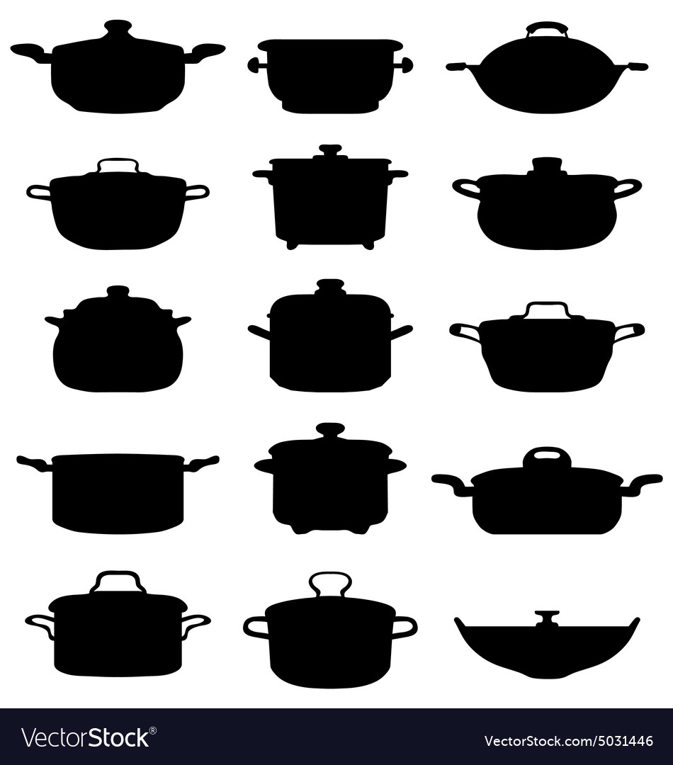 Pots And Pans Royalty Free Vector Image Vectorstock Pots And Pans Vector Image