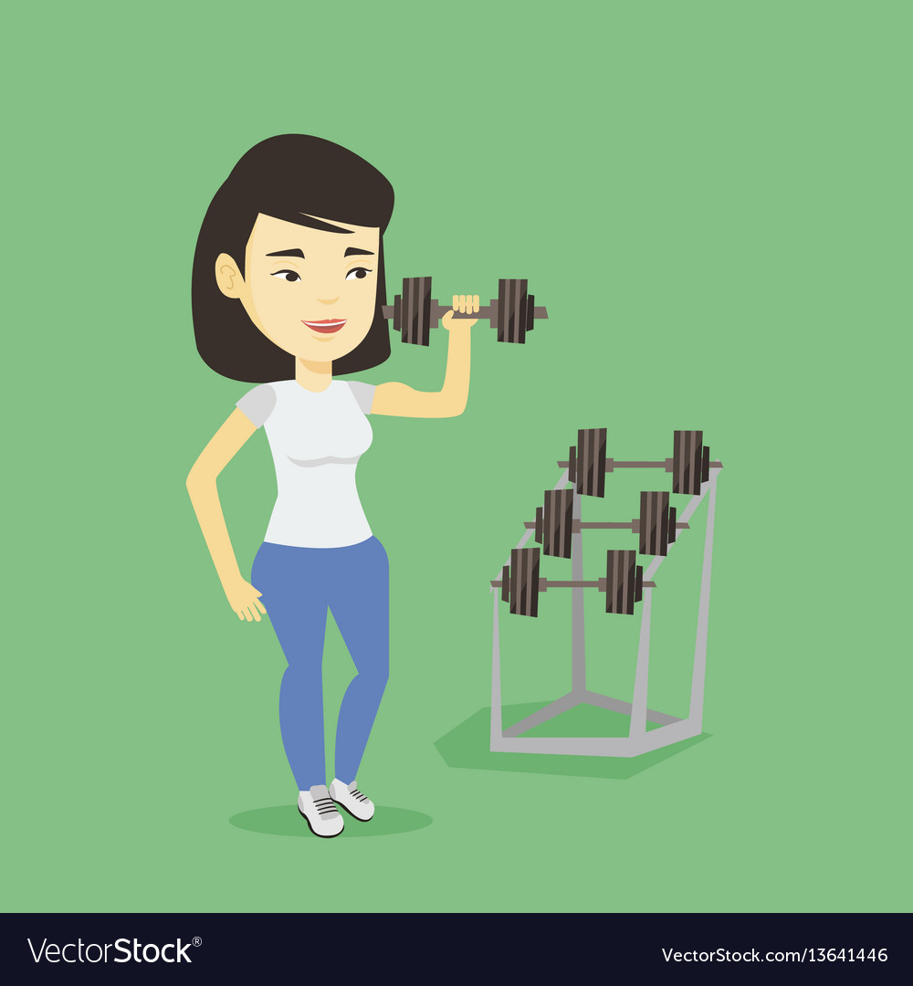 Woman lifting dumbbell Royalty Free Vector Image