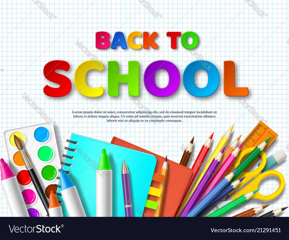 Back to school typography design with realistic Vector Image