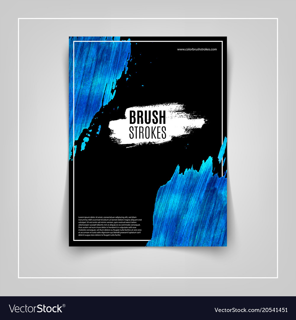 Blue brushstroke on black background cover design Vector Image